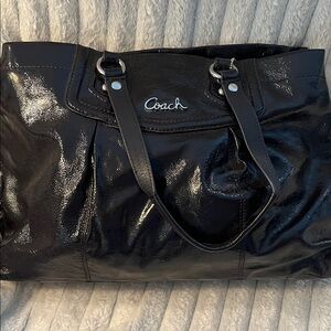 Coach Shiny Black Patent Leather Tote